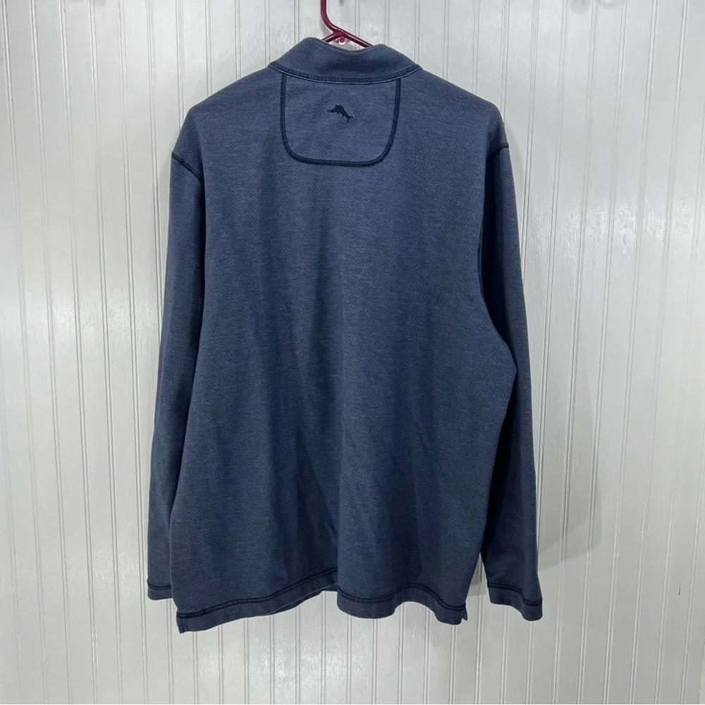Tommy Bahama Switch It Up Reversible Quarter Zip Pullover XL Blue & White